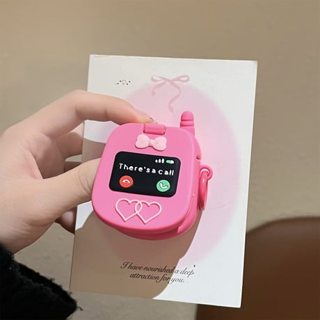 【Airpods4】携帯電話デザイン Airpods3/2ケース 鏡付 ピンク  Airpodspro2/proカバー リング付き 可愛すぎ ギフトに最適[M4554]