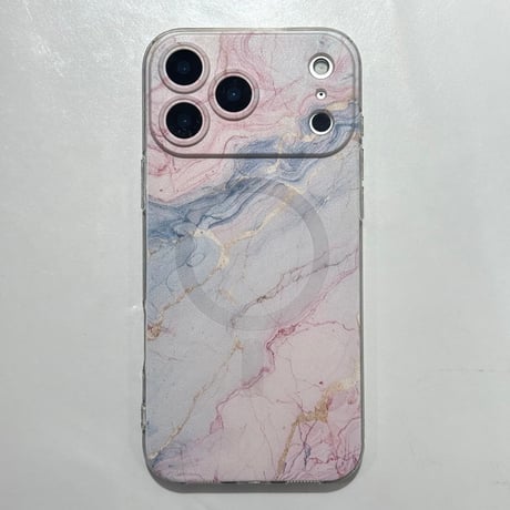 大理石調 iPhone17/17Proケース マグネット式グリップ付 iPhone16Pro/15ProMaxケース 便利なスタンド機能 オシャレ[M6092]