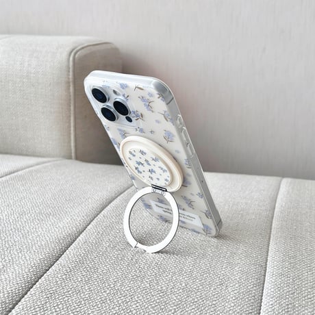 MagSafeリングスタンド iPhone16/16Proケース 花柄 ワイヤレス充電iPhone15Pro/14/13カバー コスパ抜群 女子力高い [M4853]