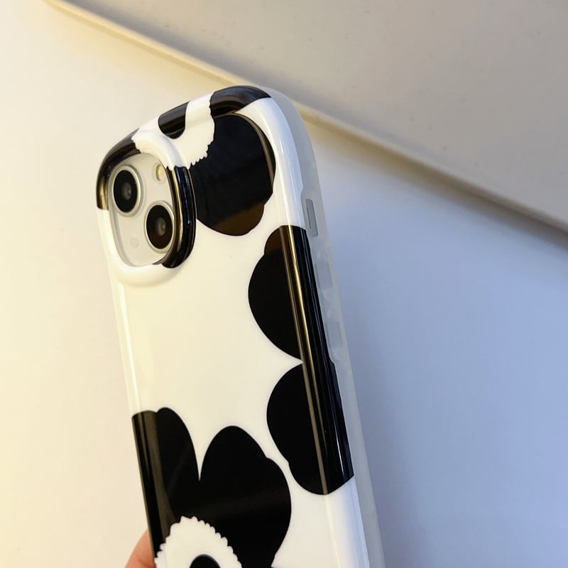 韓国風 黒花柄 iphone14/13proケース 同系のグリップ/スタンド 韓国風 黒花柄 iphone14/13proケース 同系のグリップ/スタンド