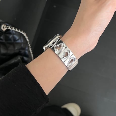 透かし彫りジュエリーハート AppleWatchバンド 高級感 アップルウォッチベルトUltra2/1/SE2/1/Series9/8/7/6/5/4/3/2/1 おしゃれ[M4889]