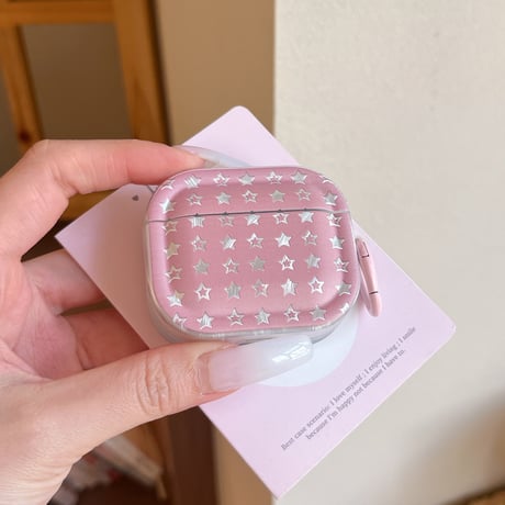 星柄 Airpods Pro3ケース シェル柄 Airpods 4/3カバーケース AirpodsPro2/1  ピンクカラー リング付き シック[M6237]
