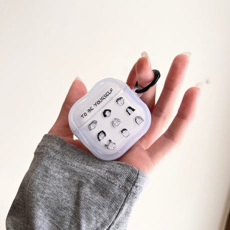 漫画顔 Airpods Pro3ケース レザーストラップ Airpods4/3カバー pro2/pro1 うねうね ギフトにおすすめ[M6496]