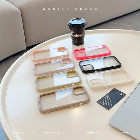 淡色クリア iPhone15/15plus/15proケース くすみカラー iPhone14/13/12proカバー お揃い 頑丈[M3529]