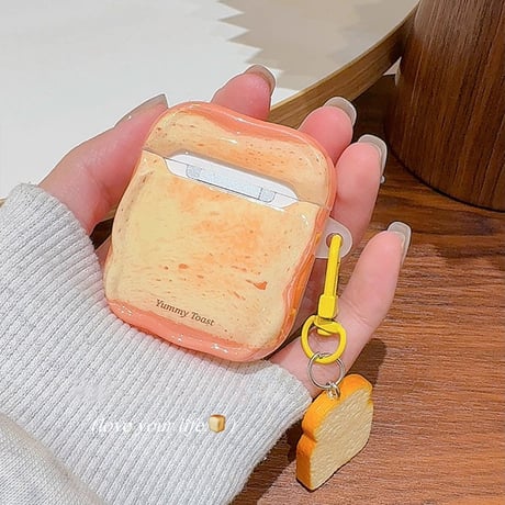 目玉焼きトースト Airpods4ケース キーホルダー エアポッズ3/Pro2ケース airpodspro2カバー 食べ物デザイン ギフトにおすすめ[M5505]