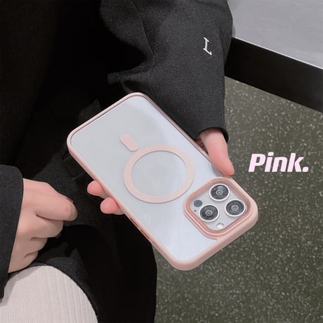 MagSafe対応 iPhone15Pro/15Plusケース シンプル iPhone14/13Proクリアカバー お揃い 持ち運びやすい[M3892]