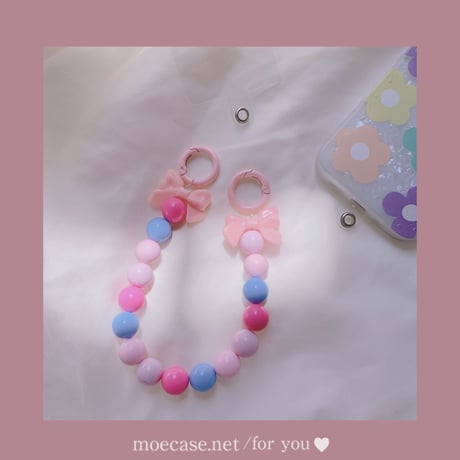 かわいいリボン付 ストラップ リング付き 使いやすい 多彩 綺麗 ギフトにおすすめ[M2791]