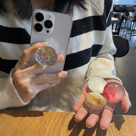 大理石調 ガラス スマホグリップスタンド  かわいいオシャレ 粘着タイプ 個性ファッション 全機種対応 ギフトにおすすめ[M2600]
