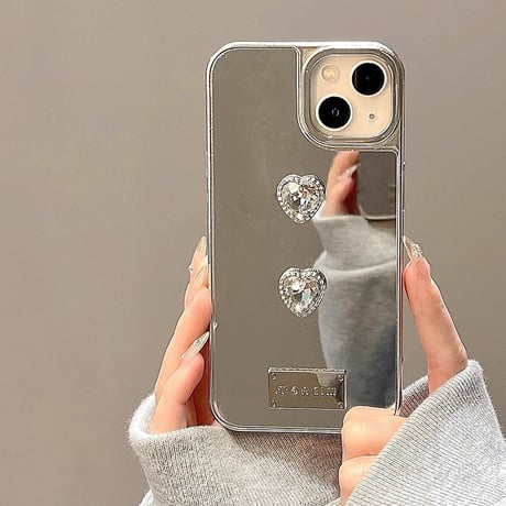 おしゃれミラーiPhone15/15proケース 女子力アップ iPhone14pro/13/12カバー 可愛い ハンドメイド 丈夫[M4186]