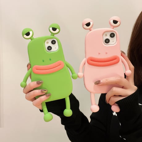 カエル iphone14/13ケース シリコン アイフォン12/11カバー  可愛い ストレス解消 プレゼントにおすすめ[M2080]