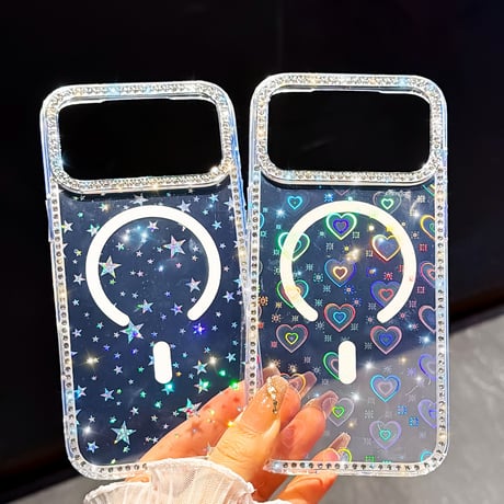 キラキラMagSafe対応 iPhone17/17Proケース  ジュエリライン iPhone16/15PromaX/14カバー 透明黄ばまない 美しい輝く [M5861]