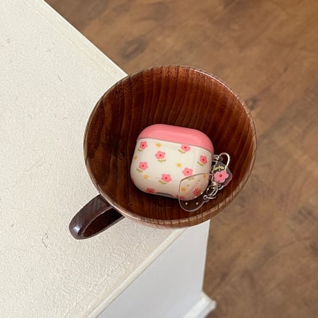 韓国風 Airpods4ケース 花柄 Airpods3/Pro2ケース airpodspro2カバー  キーチェーン付 ギフトにおすすめ[M5365]