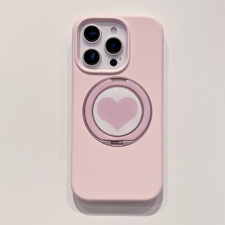 ハート柄マグネットリング iPhone16pro/16ケース 高品質シリコン アイフォン15/14pro/13/promaxカバー 耐衝撃丈夫 ワイヤレス充電 スタンド[M4953]