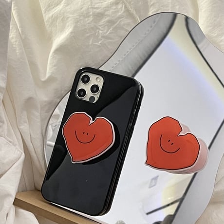 笑顔のグリップ付アイフォン13/12promaxケース  艶カラー iphoneXS/11promaxカバー  落下防止 可愛いM1393