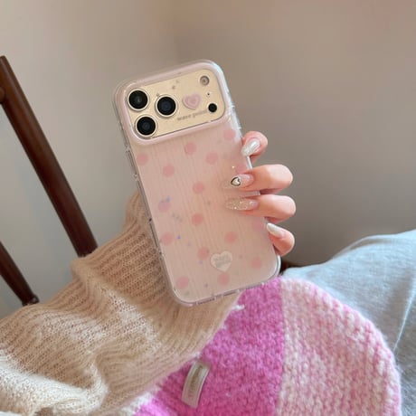ストライプ柄 iPhone17Pro/17ケース キラキララメいり iPhone17ProMax/16/15Proカバー ハート柄カメラカバー 甘めコーデ  [M6131]