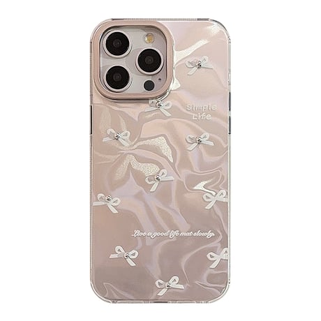 リボン柄 iPhone15pro/15ケース キラキラ アイフォン14ProMax/13pro/12ケース かわいい 女子力アップ[M4514]