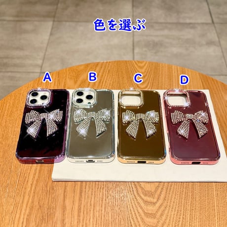 ジュエリーリボン iPhone16plus/16proケース 艶感 iPhone15/14/13proカバー 女子力高い おしゃれ [M5346]