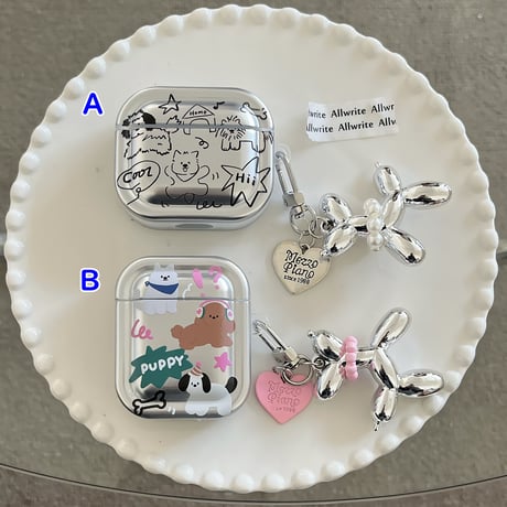 ギフトにおすすめ Airpods4ケース  めっちゃ可愛い犬ちゃん チャーム付 Airpodspro2/proカバー Airpods3 キュート[M4720]