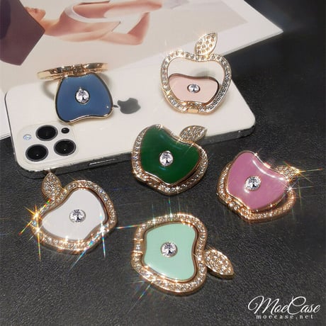ジュエリーリンゴ スマホリング スタンド キラキラオシャレ かわいい 360度回転可能 高品質 使いやすい 男女兼用 ギフトにおすすめ[M2847]