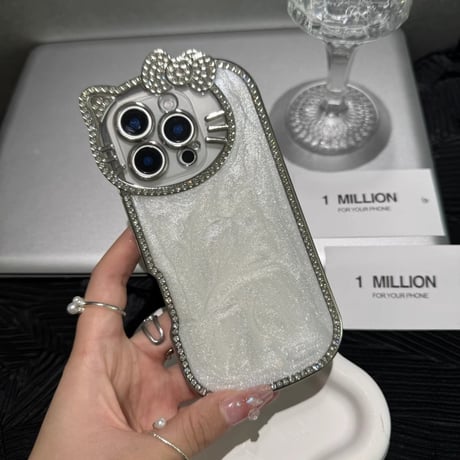 ジュエリーリボン iPhone16/16Proケース パール/ダイヤストラップ きれいめコーデ iPhone15pro/14/13/12Proカバー 女子力高い [M4907]