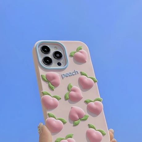 ピーチ桃 iphone14/13ケース 立体感可愛い iPhone12/11カバー 頑丈 シリコン キュート プレゼントにおすすめ[M2914]
