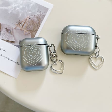 ハート柄 Airpods4ケース メッキ AirpodsPro2ケース airpods3/2ケース ハートキーチェーン付 プレゼントにおすすめ[M5433]