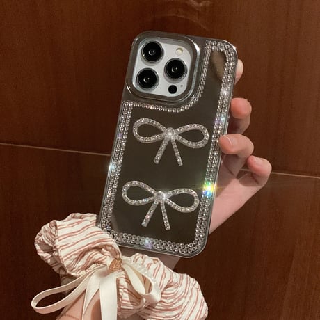 ジュエリー 鏡iPhone16pro/16カバー キラキラ上品 iPhone15pro/14/13proケース トレンドファッション オシャレ [M5109]
