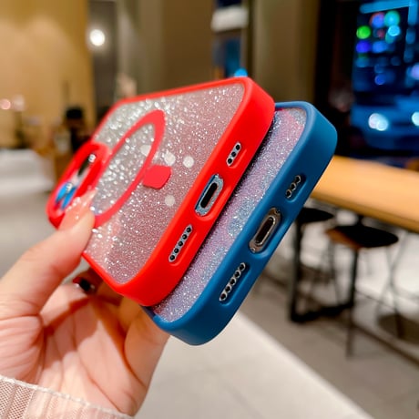 MagSafe対応 iPhone15/15proケース  キラキラインナーシート付 iPhone14/13/12proカバー 黄ばまないクリアケース[M3684]