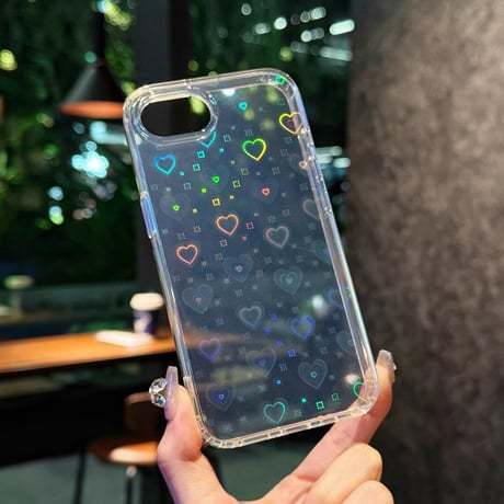 iPhone16eケース キラキラハート柄 iPhone16/15pro/14/13promaxケース 綺麗 黄ばまない 人気 [M5128]