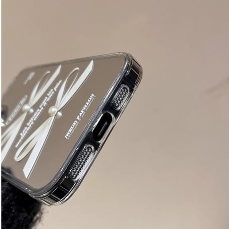 鏡 リボン柄 iphone15/14proケース  キラキラ  iphone13/12/11カバー  可愛い  便利 頑丈[M3823]
