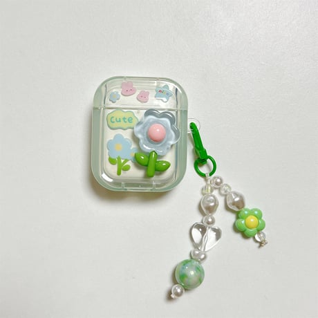 【Airpods 4】草花 AirpodsPro2ケース キラキラ airpods3/2/1ケース  かわいいアクセサリー付き うねうね 耐衝撃クリアケース ギフトにおすすめ[M3087]