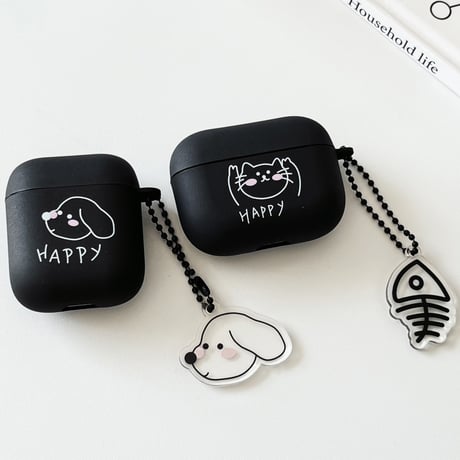 猫/犬 Airpods4ケース  指紋防止 Airpodspro2/proカバー Airpods3 キュート キーホルダー付 プレゼントにおすすめ[M5020]