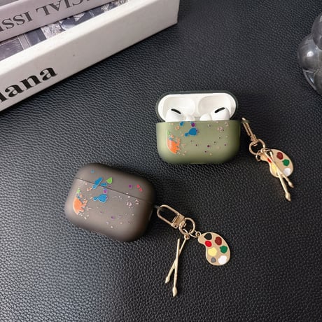 落書き Airpods 4ケース 指紋防止 マット Airpods3/Pro2ケース airpodsproカバー 可愛いキーチェーン付 男女兼用 [M5336]