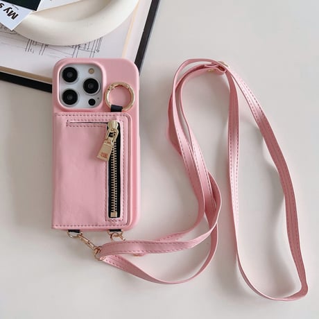 iPhone15/15proケース カード収納/小銭入れ  レザー アイフォン14/13/12ケース ストラップ 高品質 多機能[M3536]