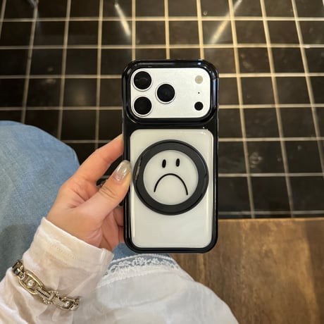 カップルペア iPhone17Pro/17promaxケース 絵文字 MagSafeリングスタンド iPhone17/16/15ケース 耐衝撃 高品質[M6542]