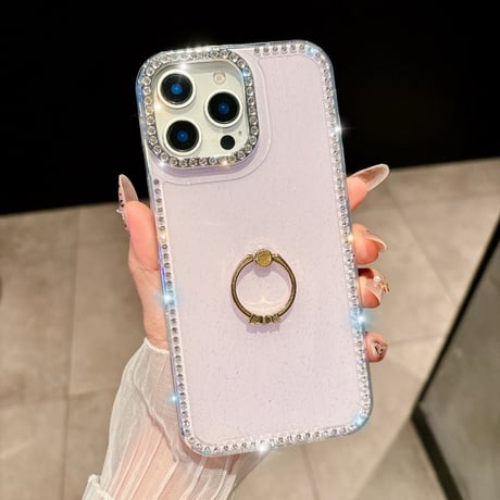 リング付 iPhone16pro/16ケース ダイヤデコ iPhone15promax/14/13カバー キラキラ おしゃれ 可愛い [M5430]