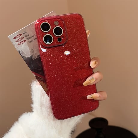 ワインレッド iPhone16pro/16ケース キラキラ ラメ入り アイフォン15pro/14/13promaxケース かわいい 女子力アップ [M5078]