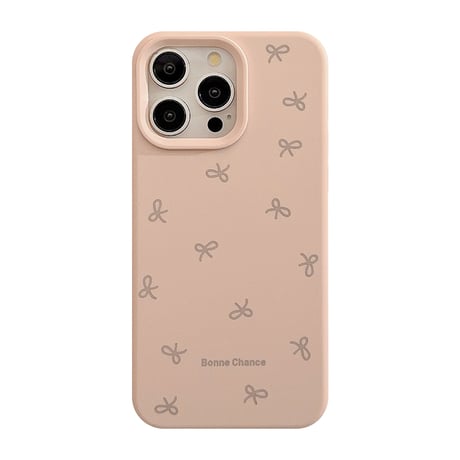 淡色系 iPhone16/16Proケース リボン柄 指紋防止 iPhone15/14Pro/13/12カバー 女子力高い シンプル風[M4793]