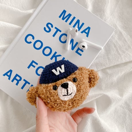 帽子をかぶる熊 airpods3ケース Bear airpodsproカバー 可愛い フワフワ 温かい 冬グッズM1230