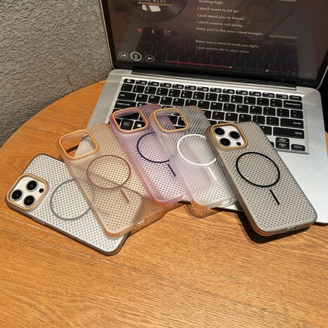 放熱仕様 iPhone16pro/16promaxケース Magsafe対応 四角耐衝撃 iPhone15pro/14/13pro/12promaxカバー シンプル 夏向け[M5371]