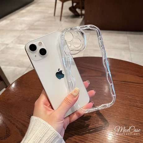 クリアiPhone15/14proケース 波紋枠レンズカバー アイフォン13/12pro/11カバー 透明 全面保護 落下防止 [M2835]