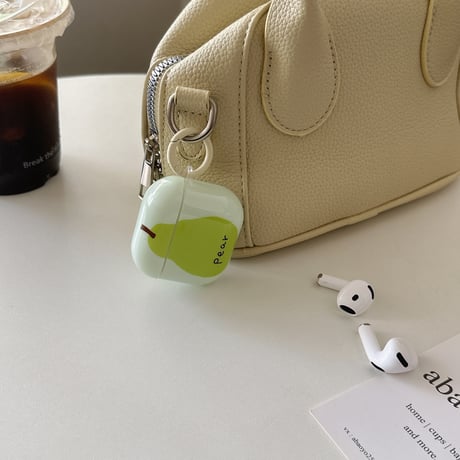 梨柄 Airpods4ケース Pear 韓国風 Airpods3/Pro2ケース airpodspro2カバー  キーチェーン付 ギフトにおすすめ[M5358]