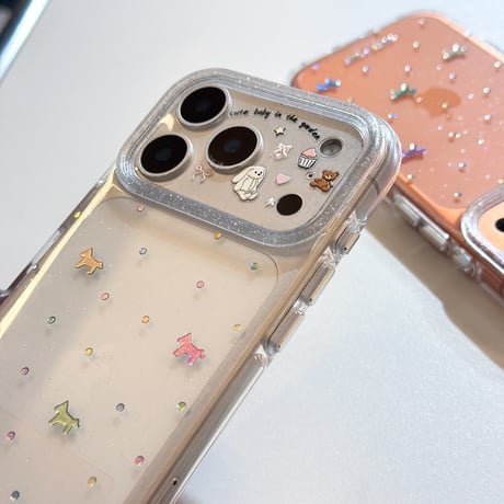 グリッター馬 iPhone17pro/17ケース キラキラ感 iPhone16promax/15proケース パールストラップ 女子力高い[M5994]