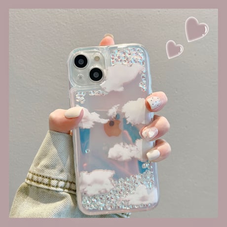 曇り空 iPhone13/14proケース 動くグリッター入り iPhone12/11/XSカバー キラキラオシャレ レーザー光る 夏に人気 プレゼント [M3186]