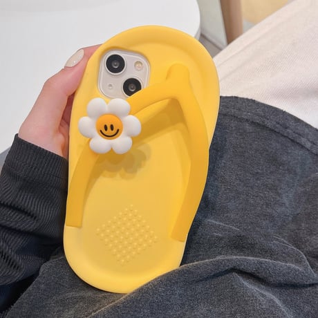 ゴム草履 iphone13/12proケース 笑顔の花サンダル iphone14/11カバー  超キュート 頑丈耐衝撃 夏に人気品 [M1986]