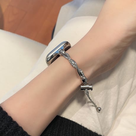 細め メタルダイヤモンド アップルウォッチバンド 上品 AppleWatch Series11/10/9/8 SE3/2 40/41/42mm 華奢 高級感[M6363]