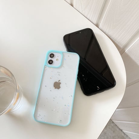 星ラメ入り iPhone14/15プロケース クリア可愛いiphone13/12mini/11proケース シンプル 使いやすい キラキラ[M2231]
