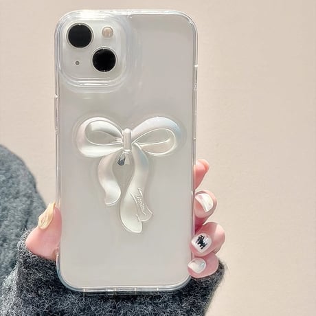リボン 透明iPhone15/15proケース 可愛い iphone14/13/12proカバー 女子力アップ 可愛い 使いやすい[M3971]