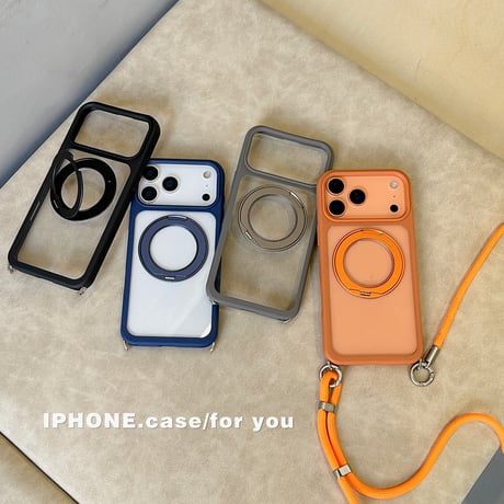 多機能高品質 iPhone17Pro/17ProMaxケース ショルダーストラップ付 MagSafeリングスタンド  iPhone17ケース 耐衝撃 高級感 [M5780]