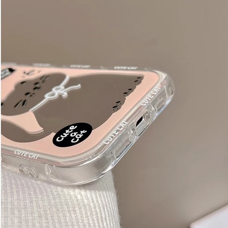 猫鏡付 iPhone15/15proケース キラキラレンズフィルム iPhone14/13pro/12ケース かわいい 女子力アップ[M4119]